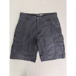 Carhartt Mens 38 Relaxed Fit Ripstop Cargo Shorts Grey Workwear Distressed